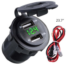 Load image into Gallery viewer, 4.2A Waterproof Dual USB Charger Socket Power Outlet with Voltmeter LED light for 12-24V Car Boat marine ATV RV Motorcycle